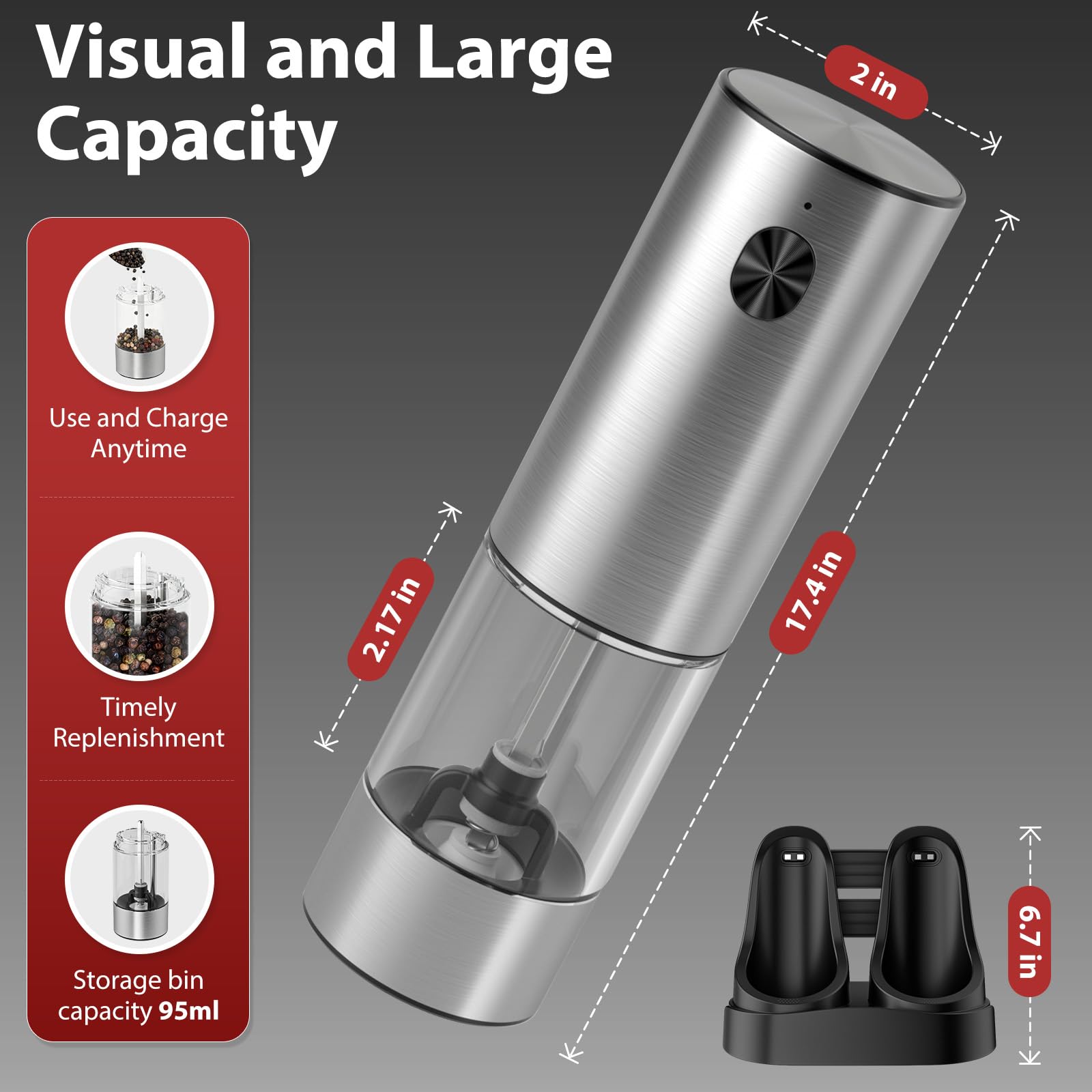 SmartTrends grinder with 95ml clear container showing spice level