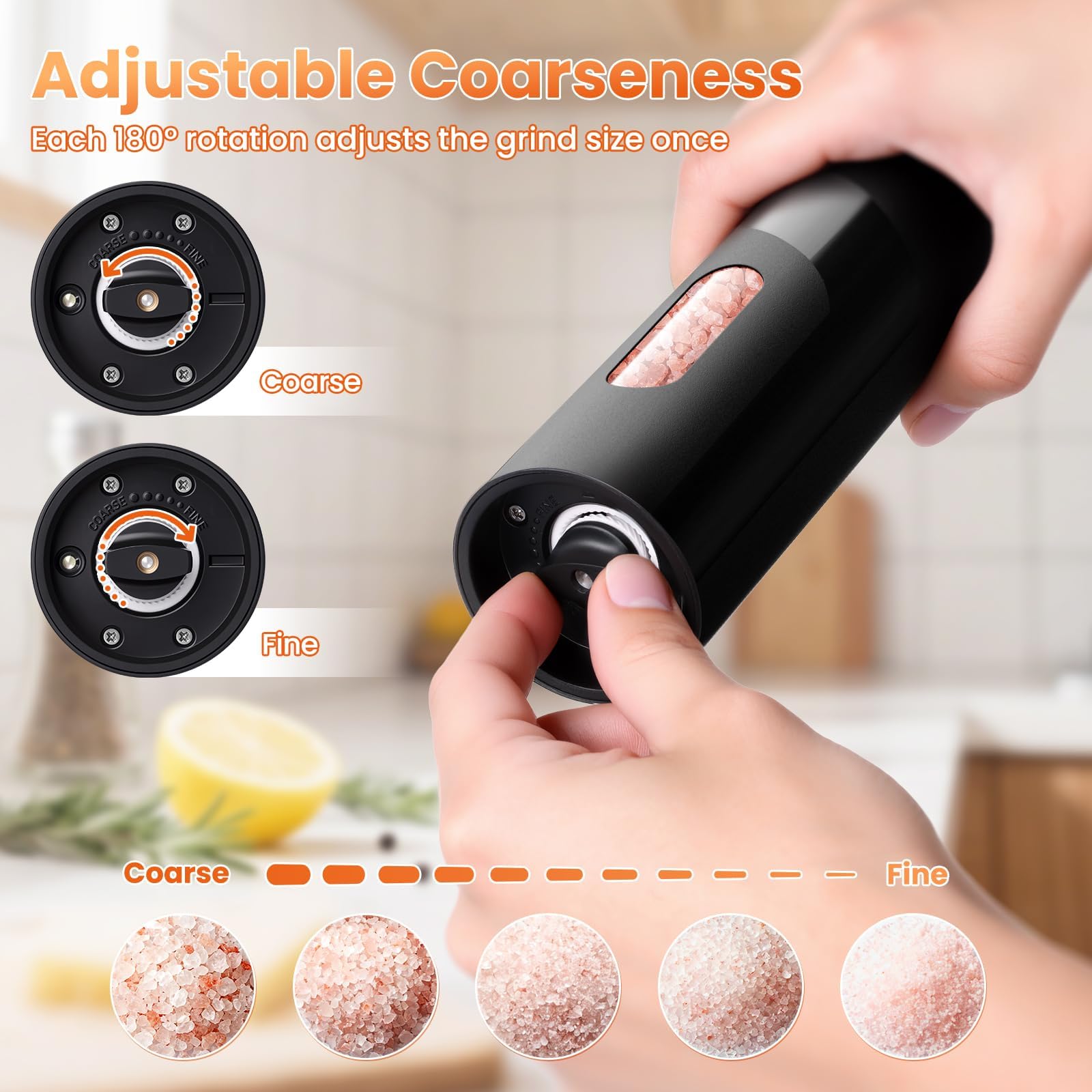 SmartTrends adjustable coarseness dial allows fine or coarse grind options.