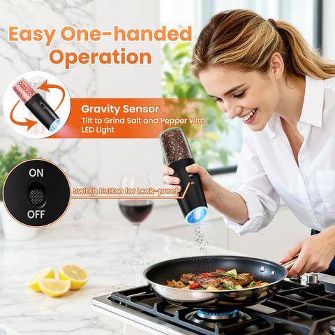 SmartTrends gravity pepper grinder top tilt enables effortless one-handed operation.