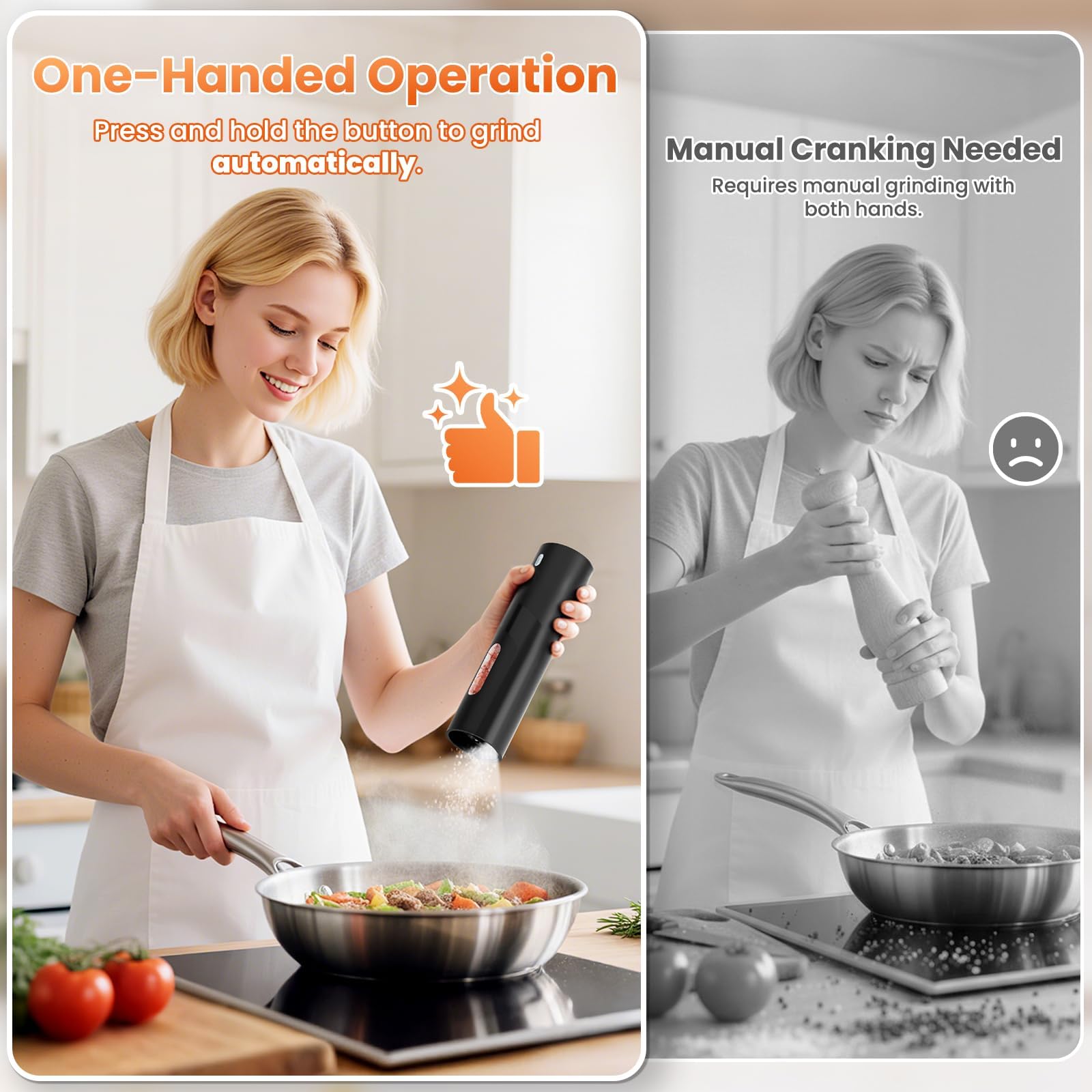 SmartTrends LED light illuminates grinding for precise seasoning visibility.