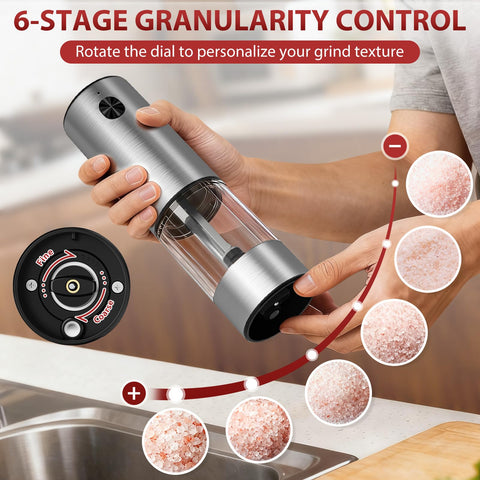 LED light on SmartTrends grinder for precise seasoning in dim light