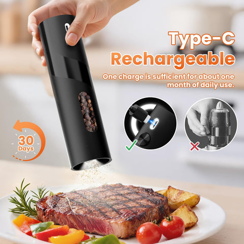 SmartTrends rechargeable grinder with USB-C port for cordless, convenient seasoning.