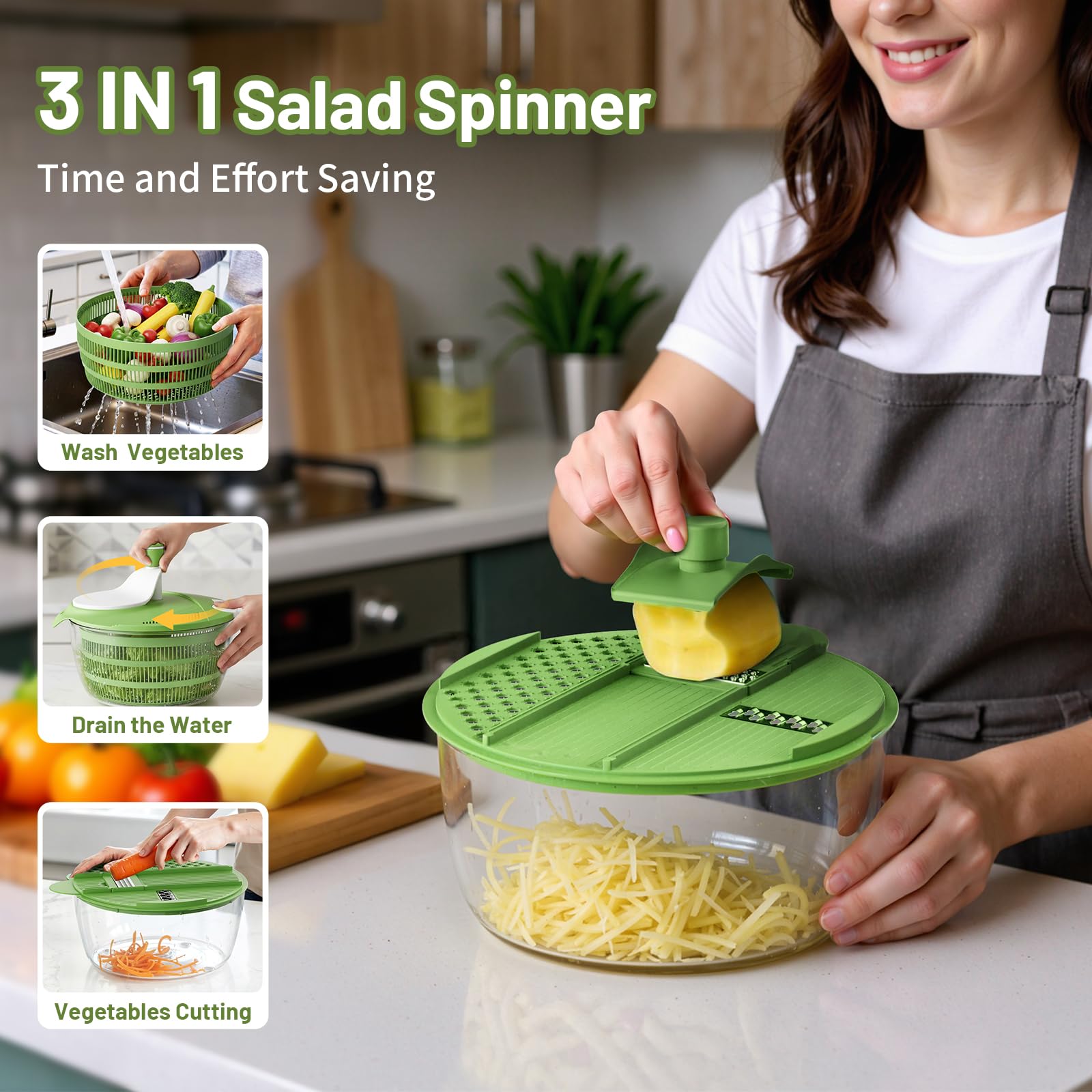 Turn the SmartTrends handle for quick, even drying of ingredients.