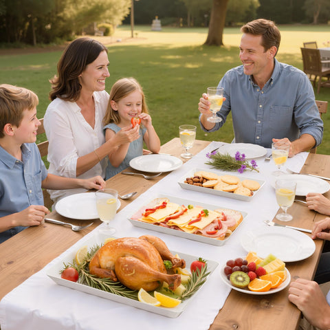 SmartTrends party display tray showcases appetizers with easy cleanup.