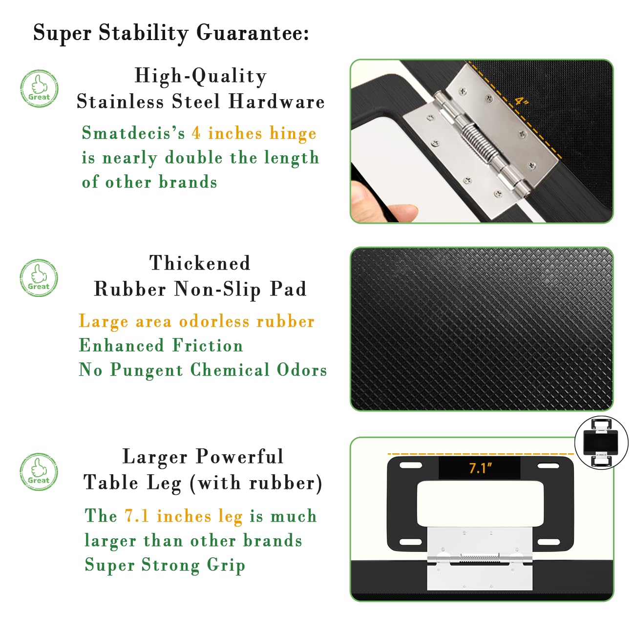 Smatdecis folding legs collapse for compact storage beside the sofa