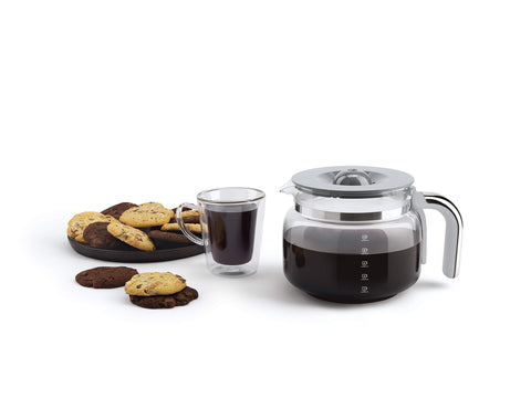 Smeg 50s retro drip coffee machine auto start feature wakes with aroma.