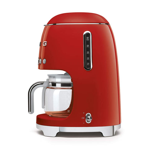 Smeg 50s retro drip coffee machine LED control panel for easy setup.