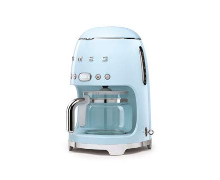Smeg 50s retro drip coffee machine side view highlighting compact design and controls