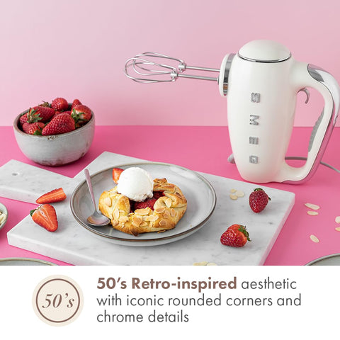 Smeg hand mixer LED display shows speed and time for precise control