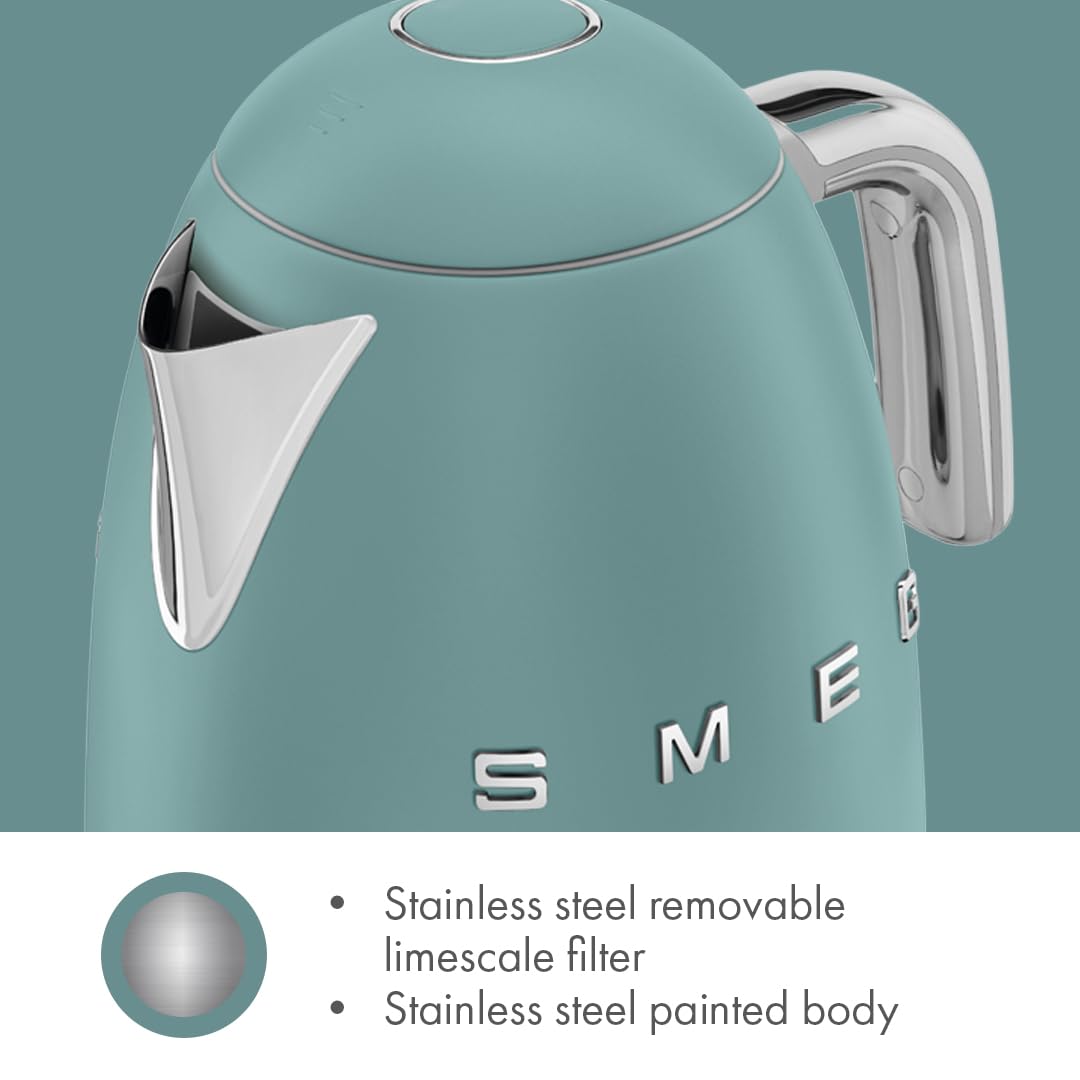 Smeg KLF03 jade color design complements retro kitchen style.