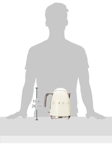 Smeg KLF03CRUS cream kettle top view showcases soft-opening lid and polished chrome base.
