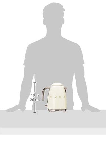 Smeg KLF03CRUS cream kettle top view showcases soft-opening lid and polished chrome base.