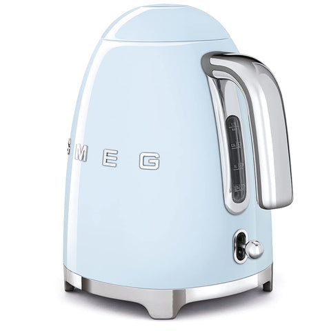 Smeg KLF03PBUS pastel blue lid with soft-opening reduces steam splash