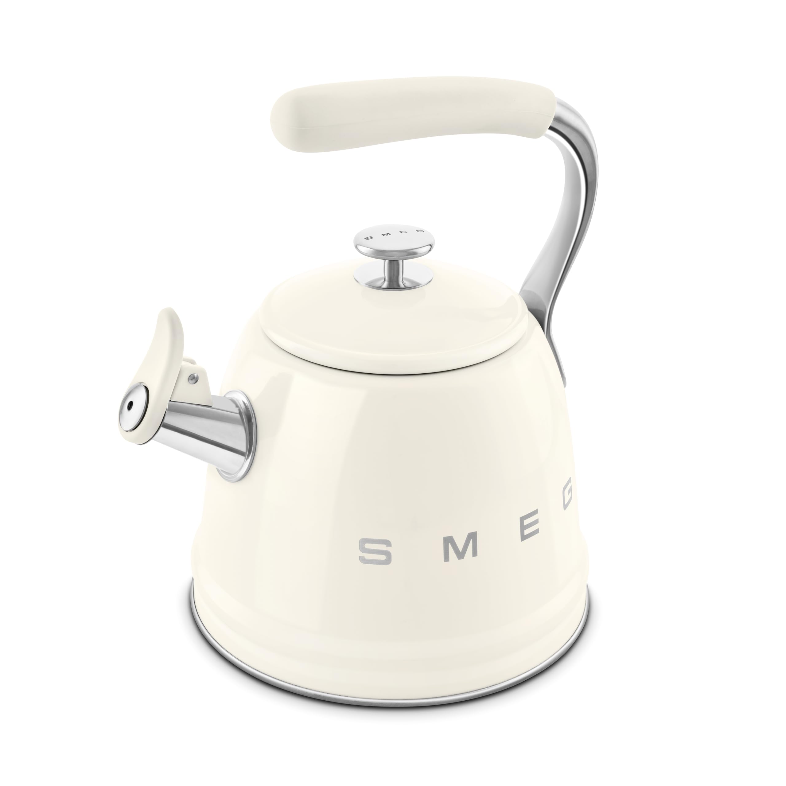 Smeg retro kettle cream enamel finish, durable and easy to clean.