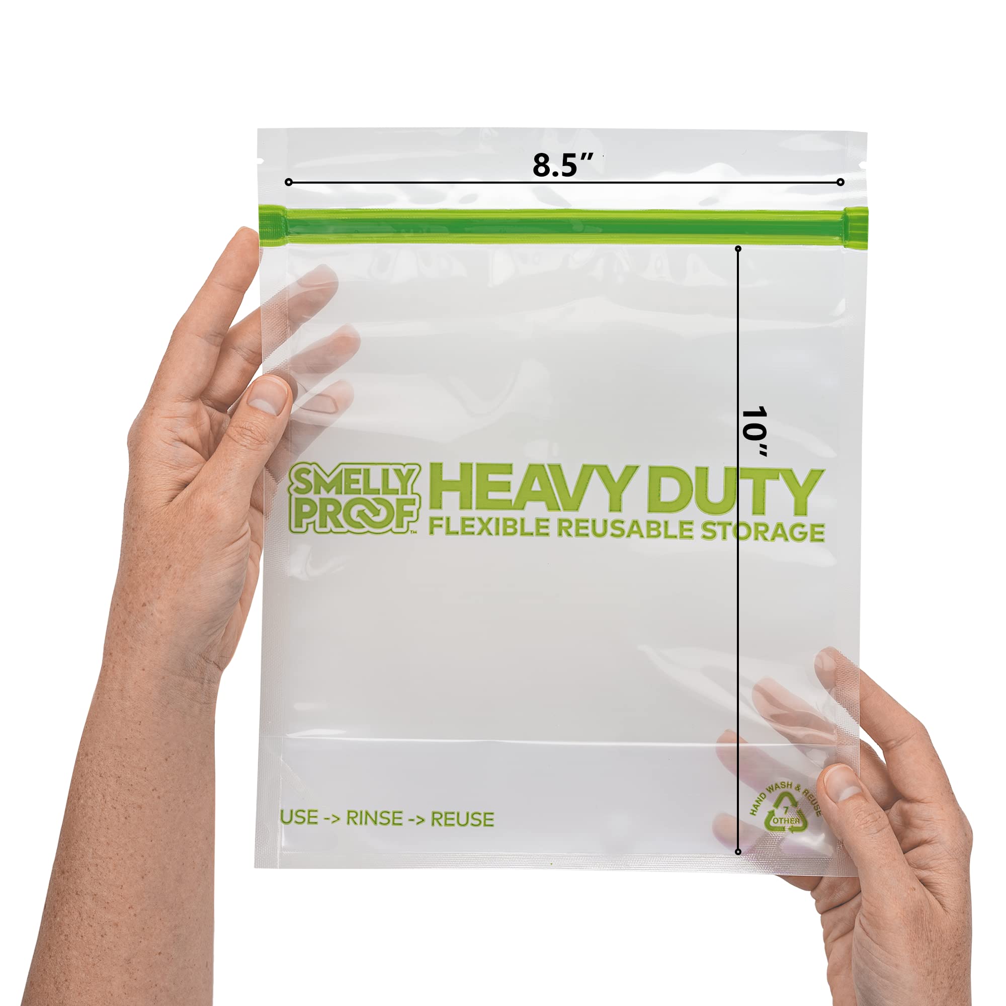 Smelly Proof reusable freezer bags triple-zip closeup for airtight storage.