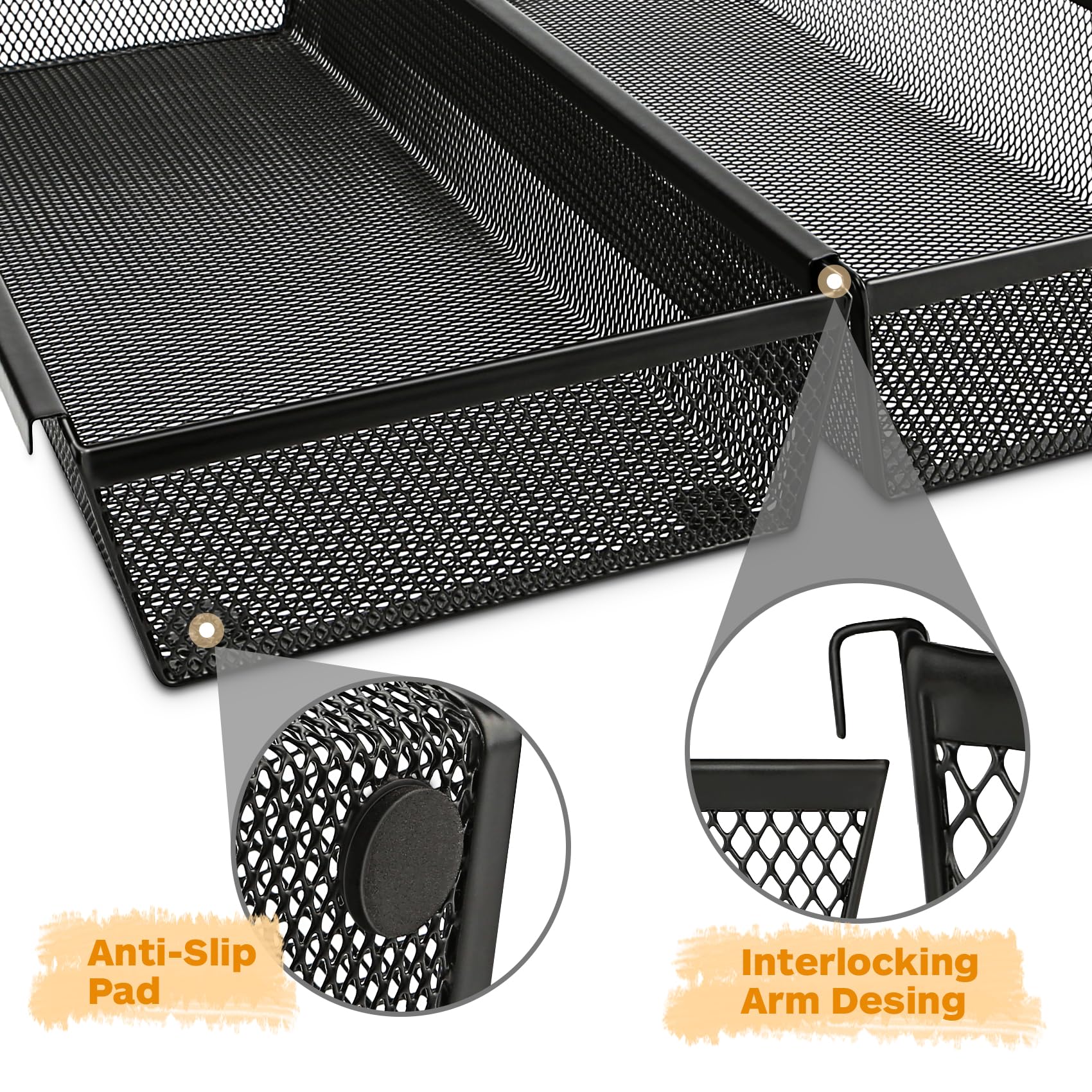 Smgmg premium steel tray offers durable, easy-to-clean storage area.