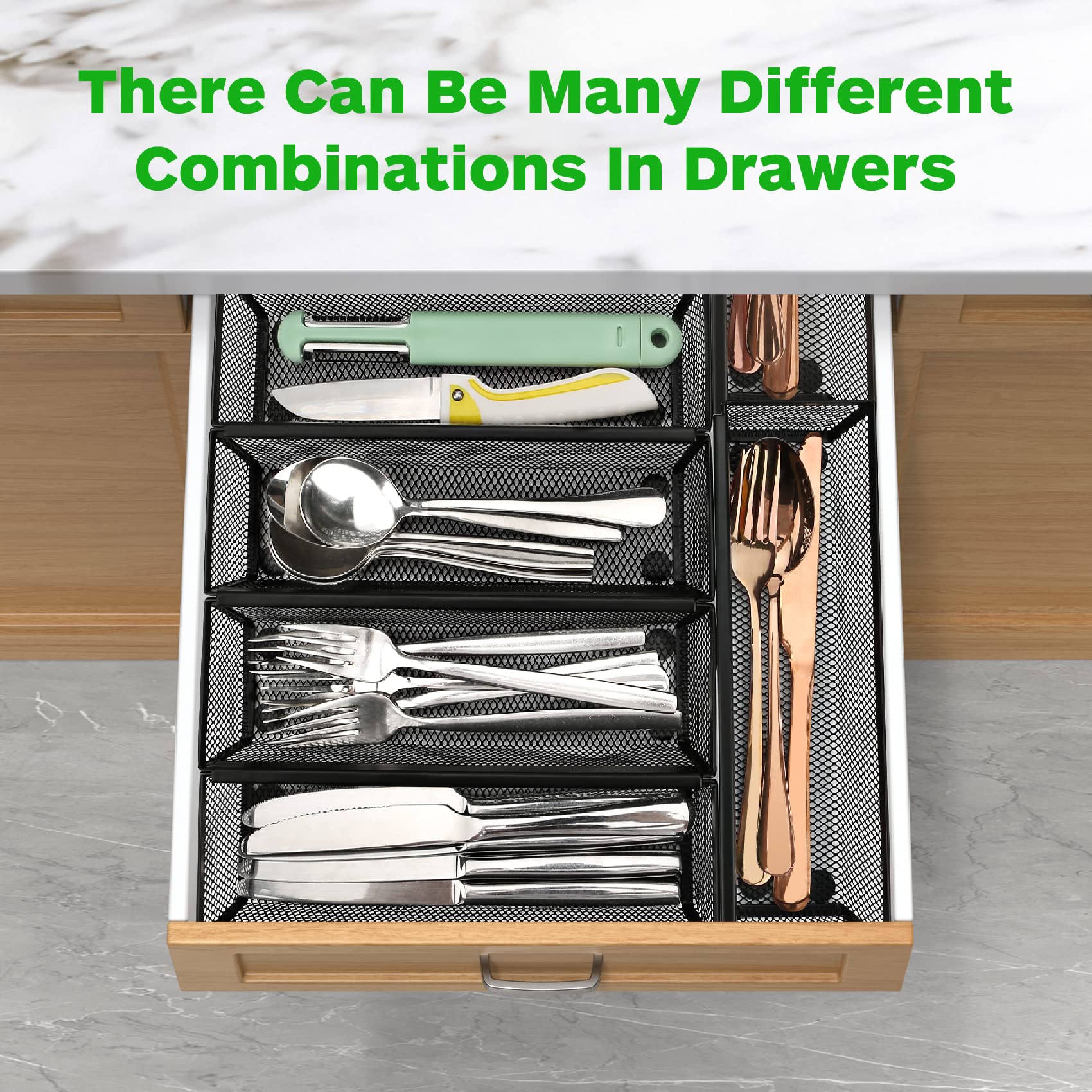 Smgmg non-slip feet stabilize the organizer on any drawer surface