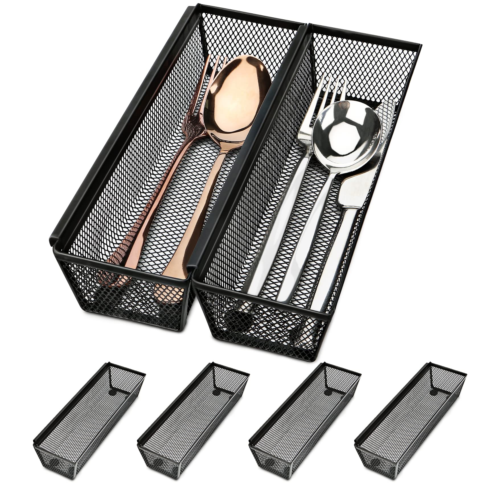 Smgmg silverware drawer organizer with six compartments keeps flatware tidy