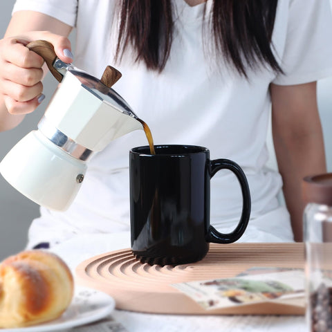 Smilatte black porcelain mugs set for stylish kitchen or desk use