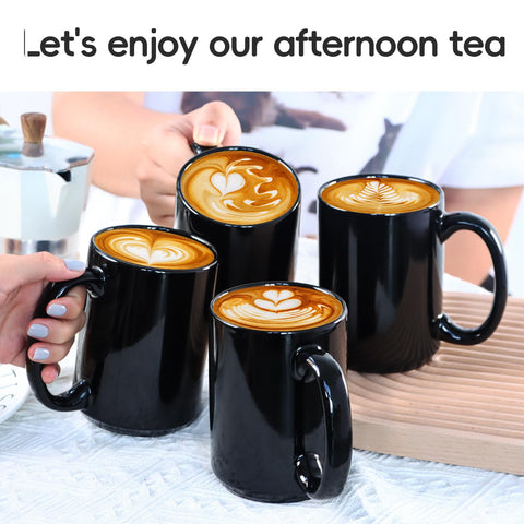 Smilatte black ceramic mug closeup showing smooth glaze and glossy finish