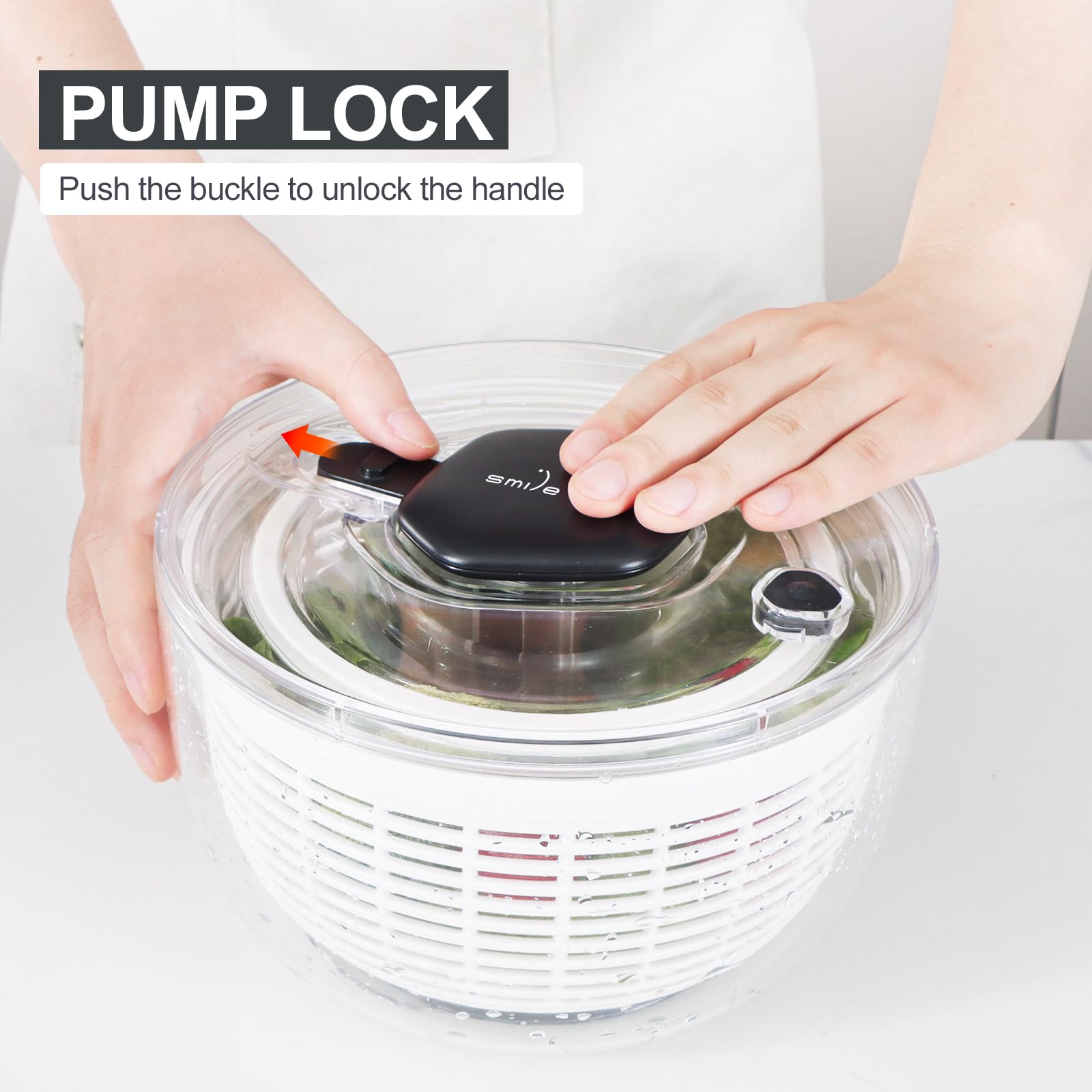 Smile mom salad spinner foldable lid saves kitchen storage space.
