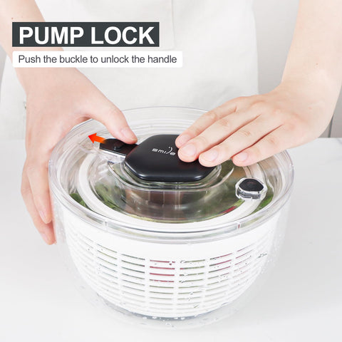 Smile mom salad spinner foldable lid saves kitchen storage space.