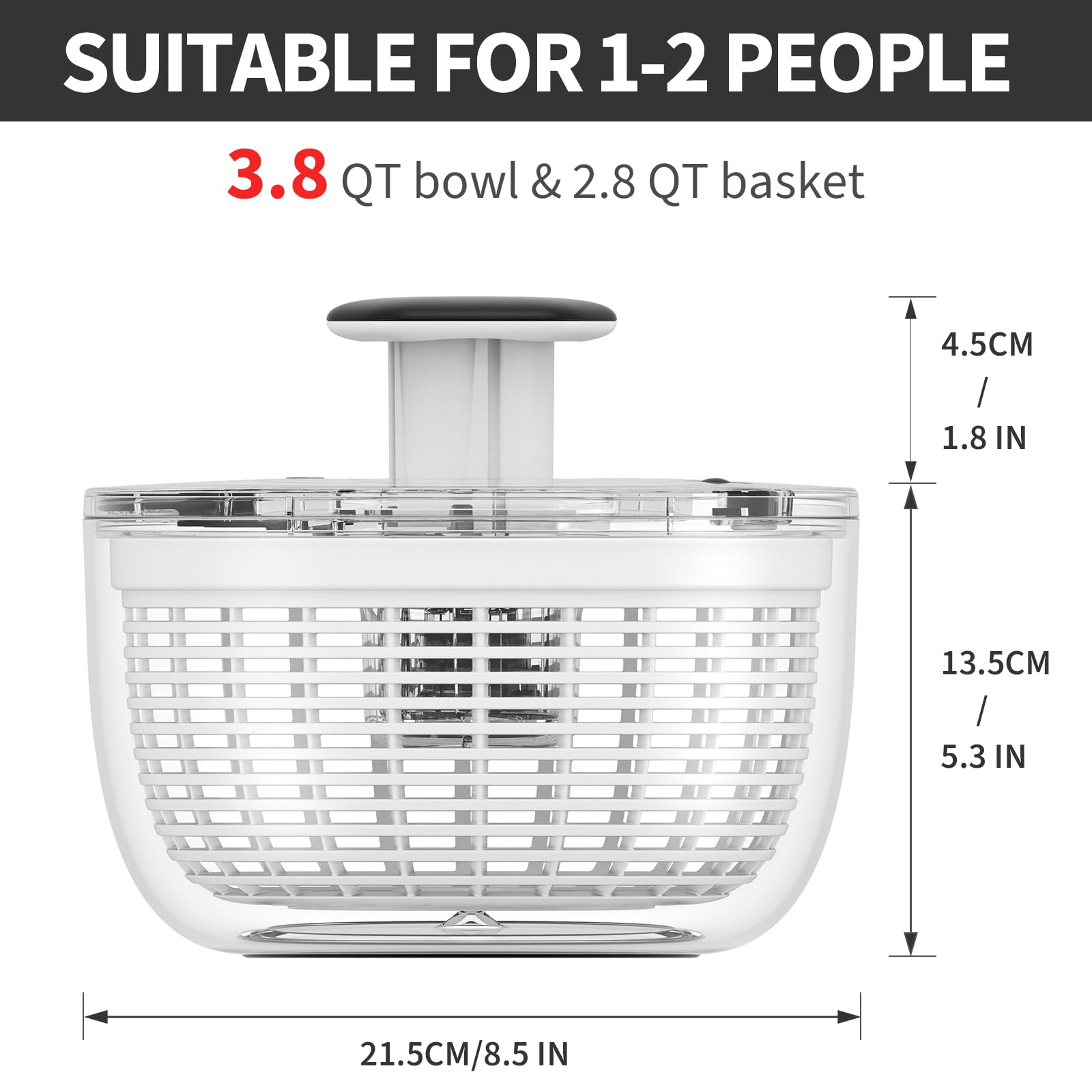 Smile mom salad spinner safe ABS materials ensure healthy food handling.