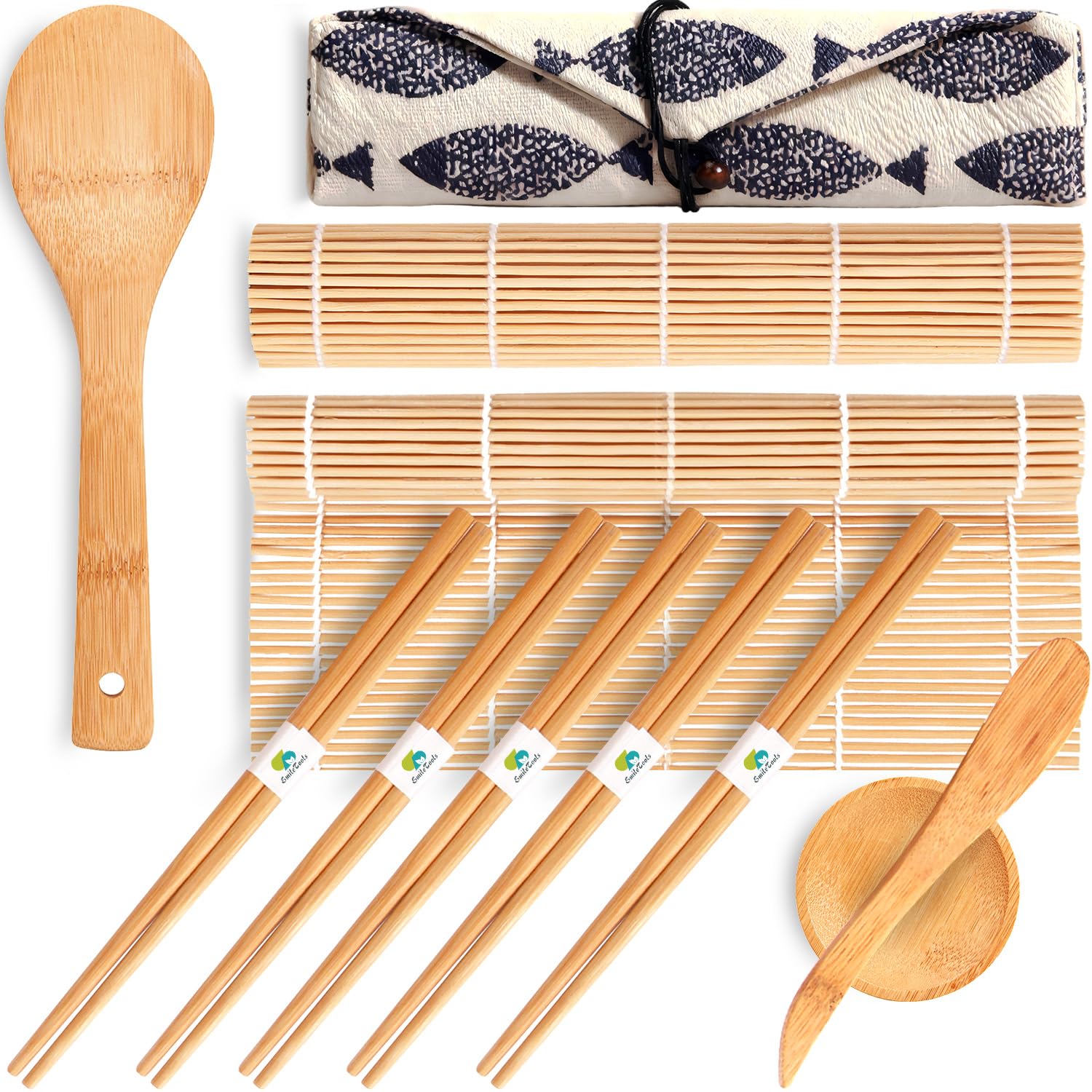 SmileTools bamboo sushi rolling mats two-pack for easy home rolls