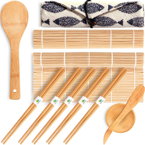 SmileTools bamboo sushi rolling mats two-pack for easy home rolls