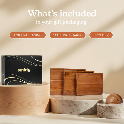 SMIRLY 3-pack with holder keeps boards organized and within reach.