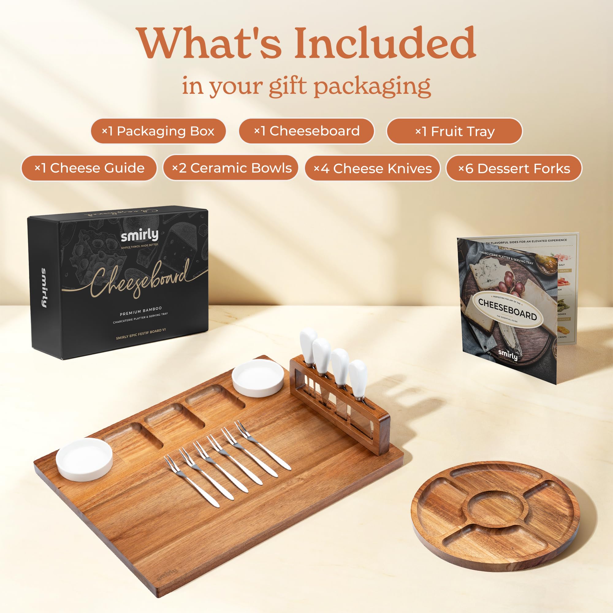 SMIRLY acacia board with magnetic knife holder showcasing organized serving.