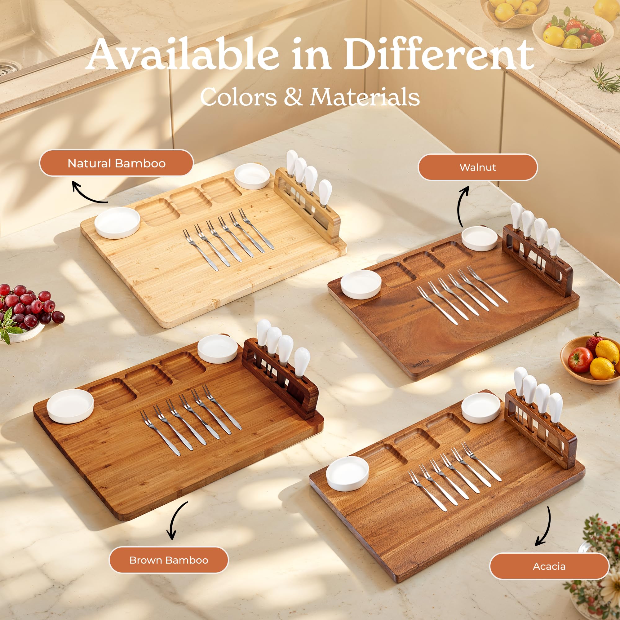 SMIRLY acacia wood close-up highlighting rich grain.