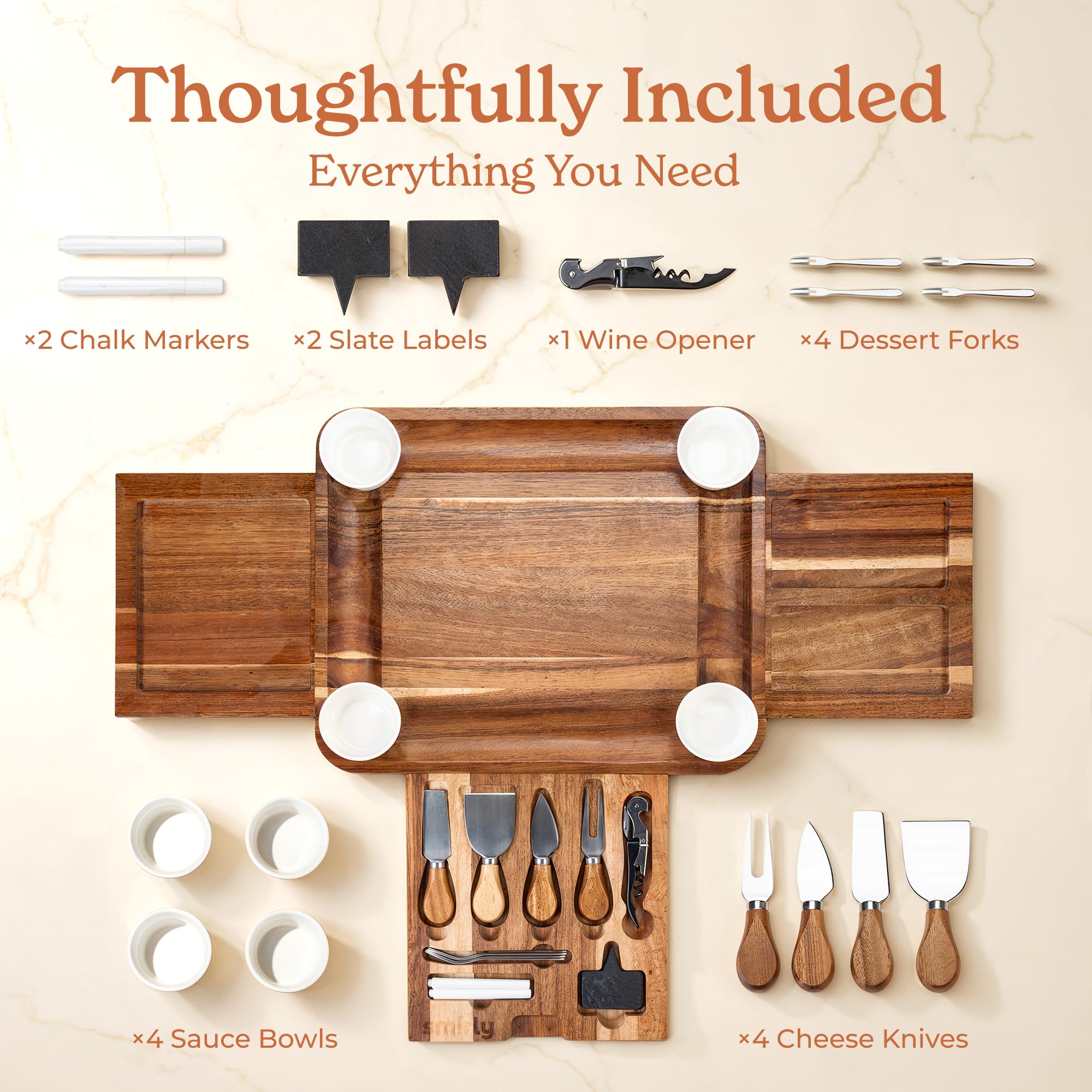 Close-up of SMIRLY acacia wood grain highlighting durability.