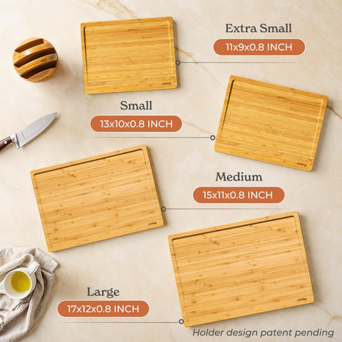 SMIRLY bamboo cutting board with ergonomic handles for comfortable grip