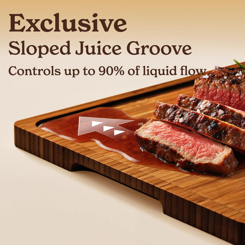 Smirly large board with juice grooves suitable for meat and fruit prep