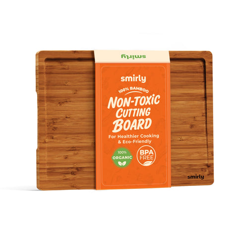 SMIRLY bamboo cutting board large top view for efficient meal prep