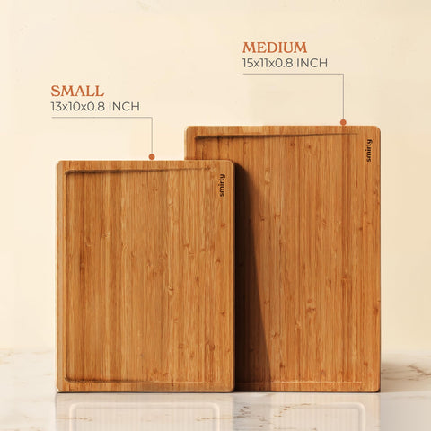 SMIRLY bamboo cutting board with non-slip base for stable use