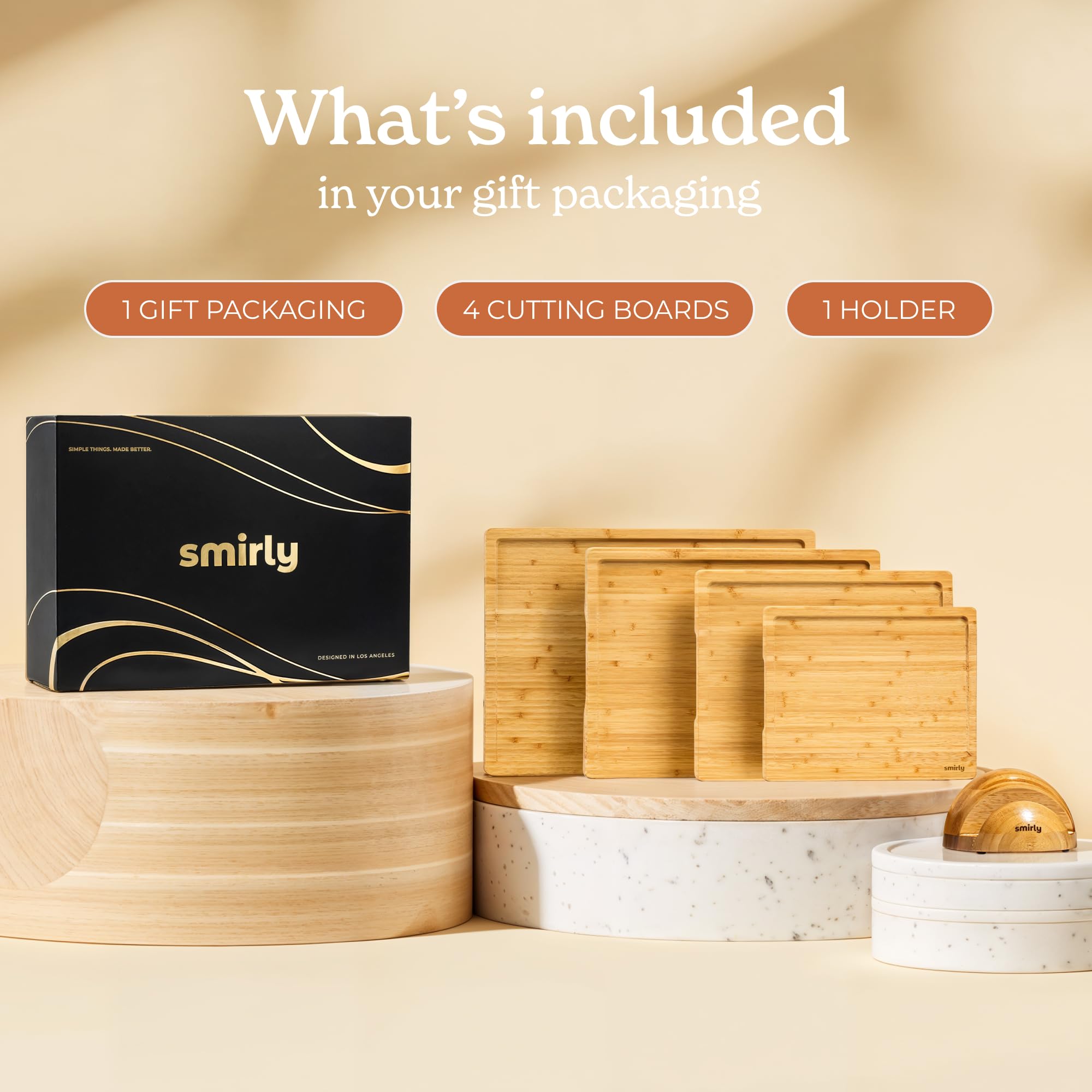SMIRLY bamboo cutting board with nonporous surface resists odors and stains