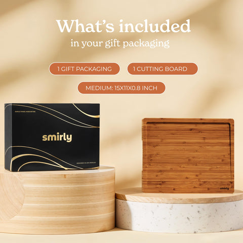 SMIRLY bamboo cutting board sturdy edges stay in place during use