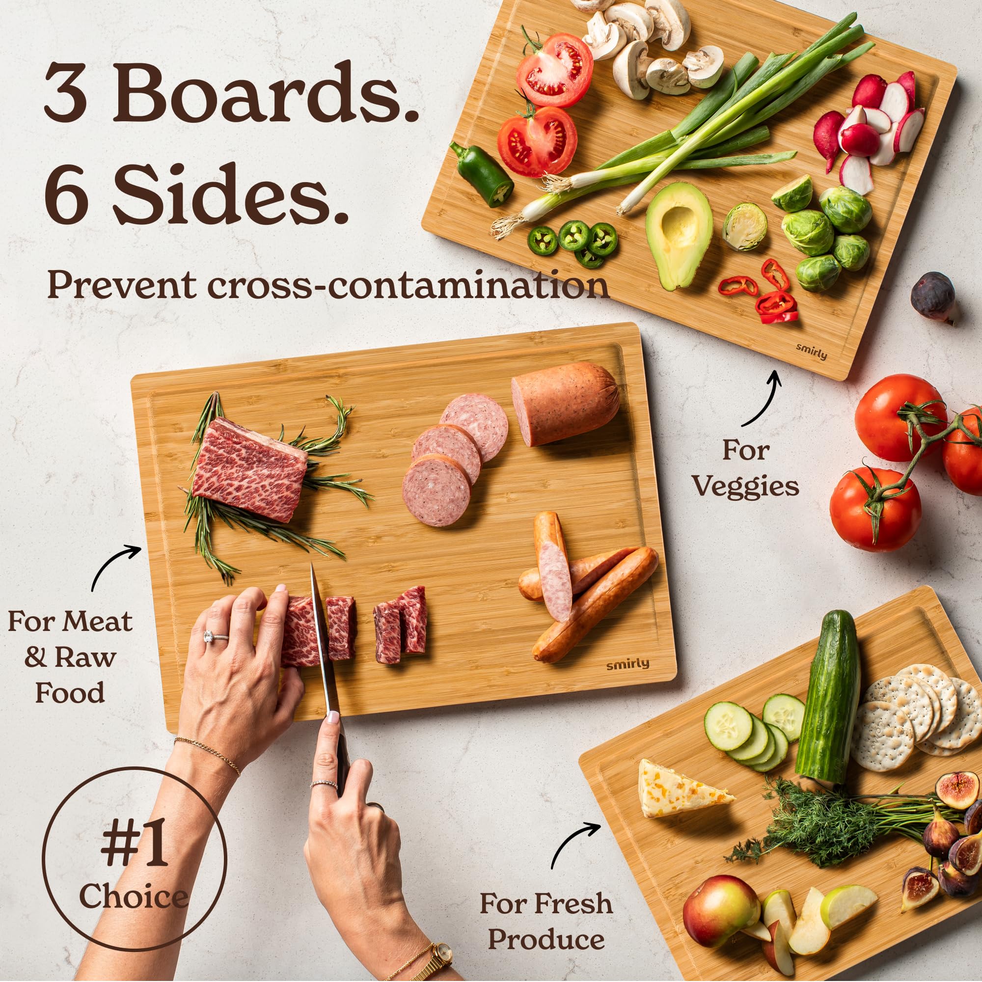 SMIRLY eco-friendly bamboo cutting boards for sustainable cooking