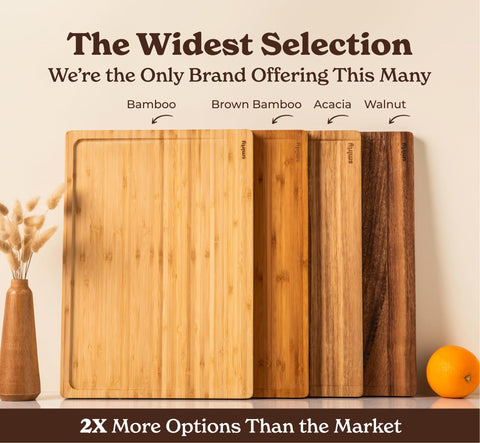 SMIRLY bamboo cutting boards in a kitchen setup for organized prep