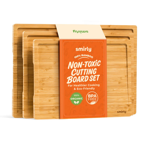 SMIRLY bamboo cutting boards set in large and small sizes for versatile kitchen prep