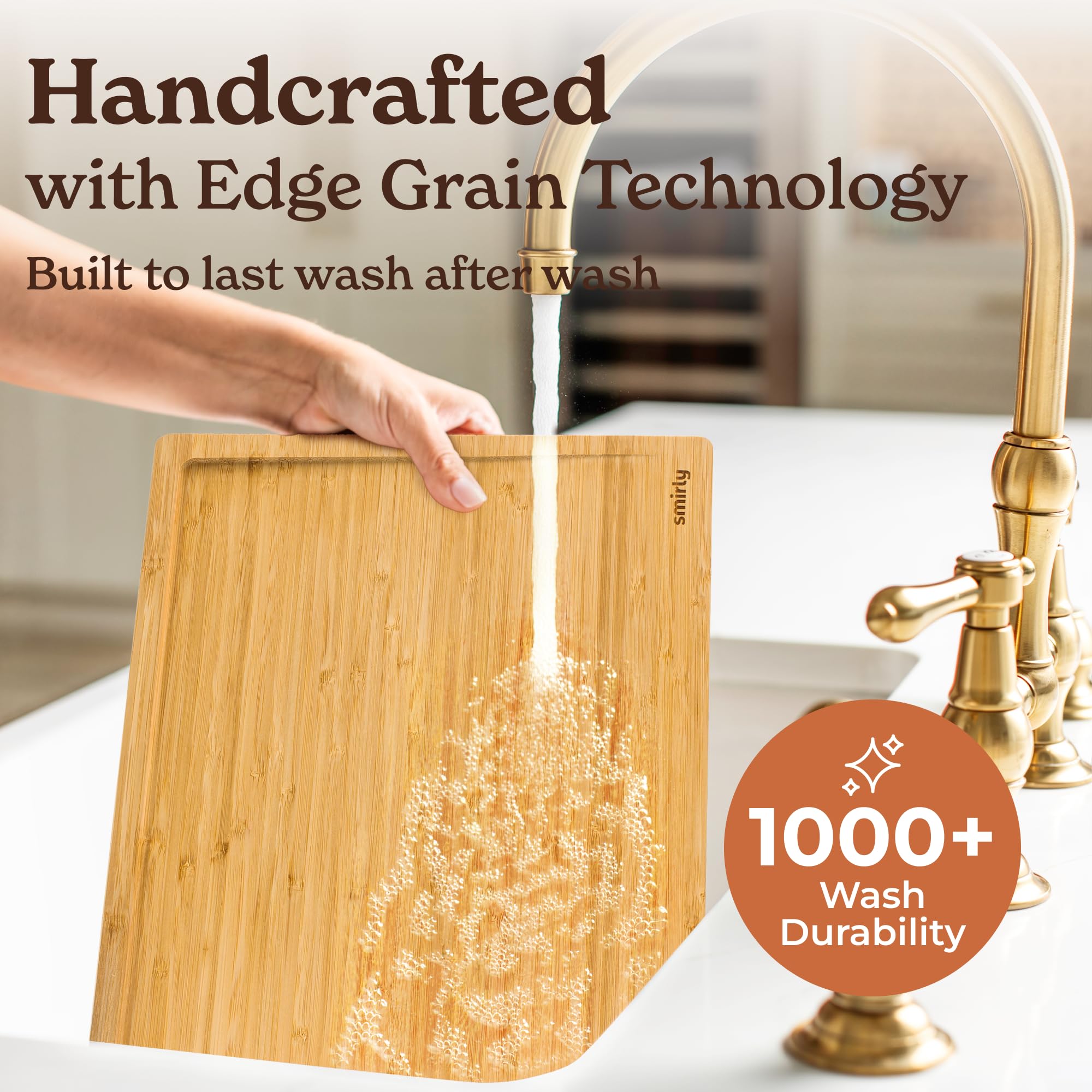 SMIRLY bamboo cutting boards showing warp-resistance for long-lasting use