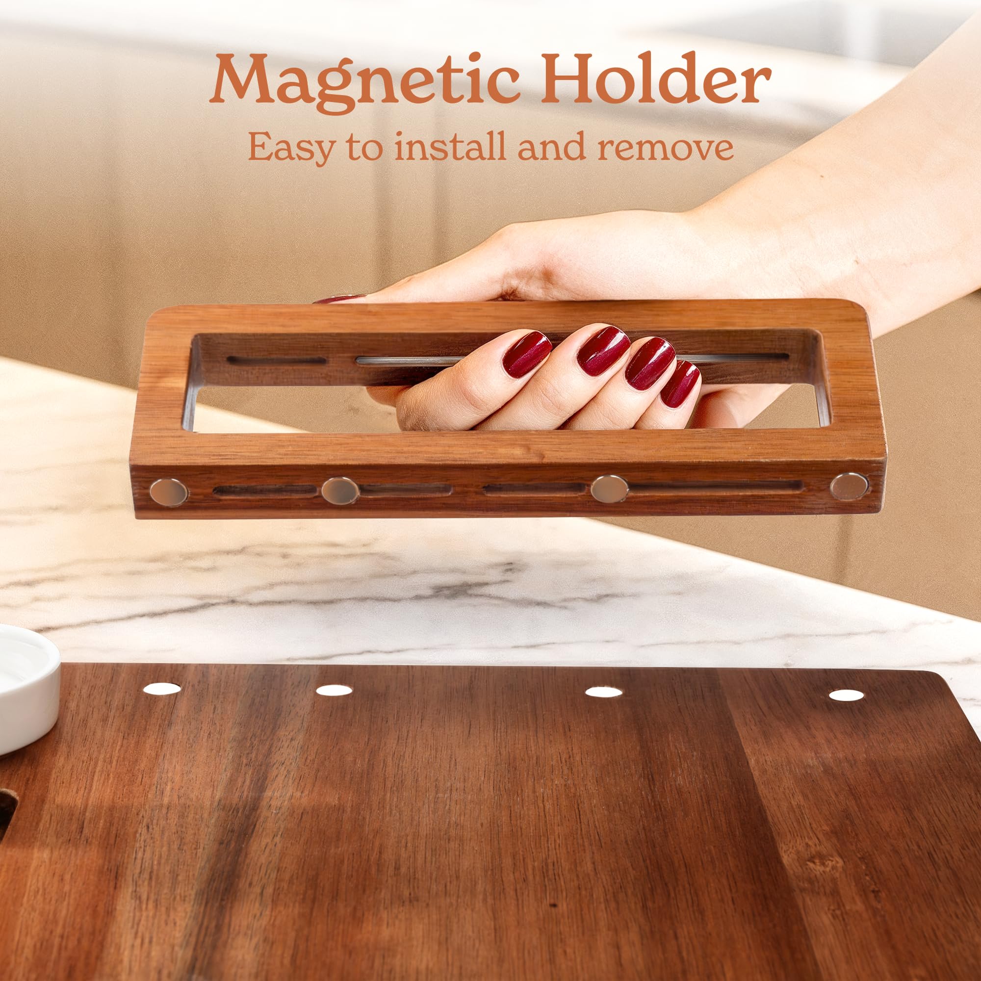 SMIRLY charcuterie board with two ceramic bowls for dips.