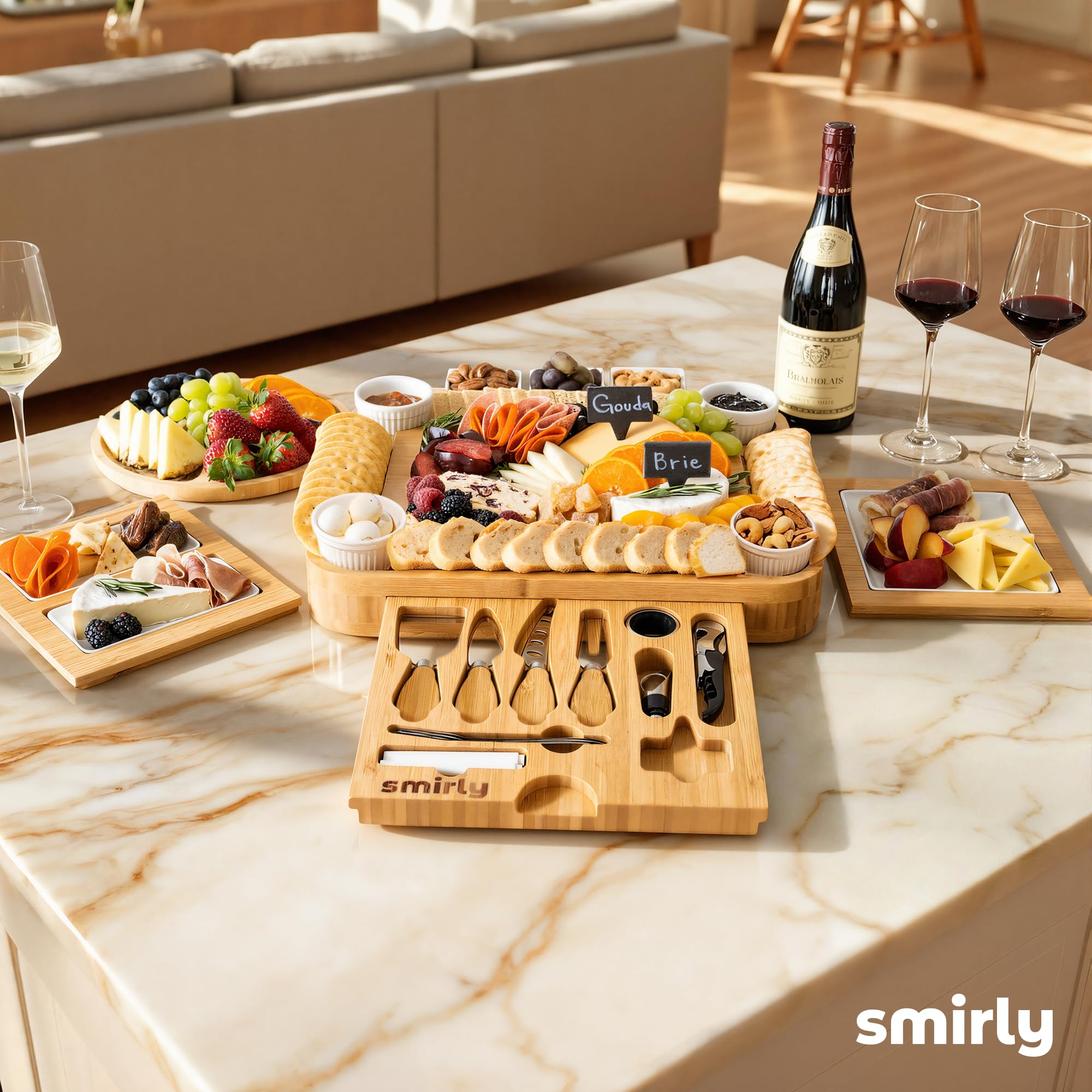 SMIRLY Charcuterie Board large bamboo accessory box stores tools neatly.