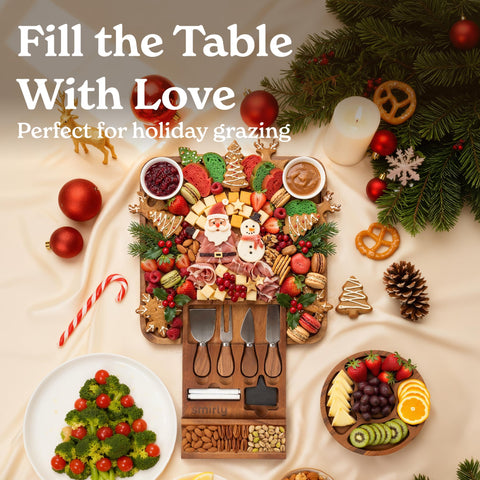 SMIRLY walnut wood grain board highlights natural texture ideal for charcuterie spreads