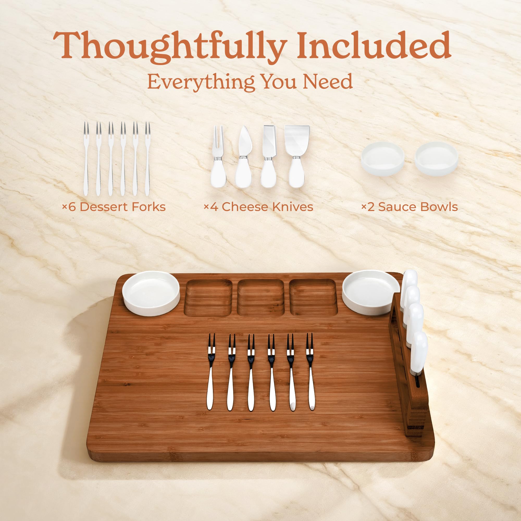 SMIRLY board features two ceramic bowls for dips and toppings.