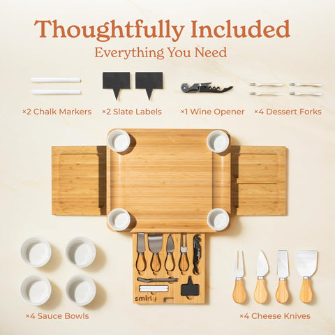 SMIRLY three-sided charcuterie board highlighting versatility for any gathering