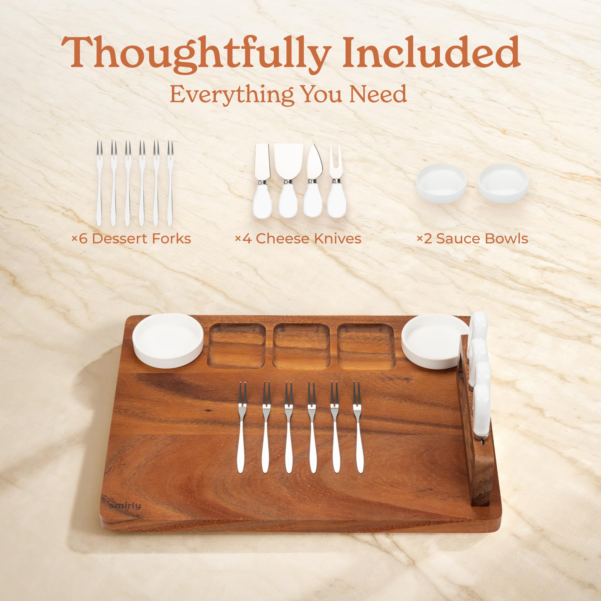 SMIRLY cheese tools and bread grooves for easy arrangement