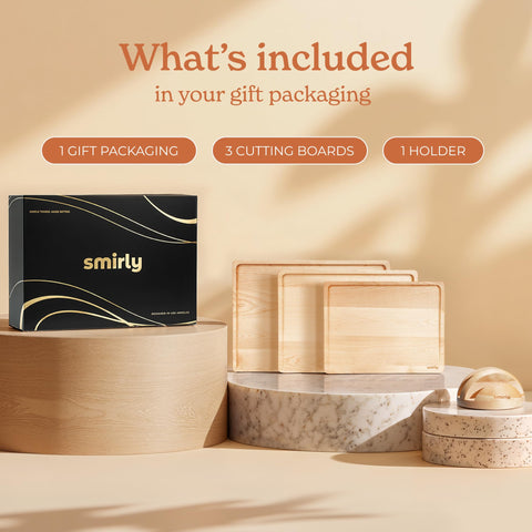 SMIRLY cutting board holder keeps boards organized and dry.